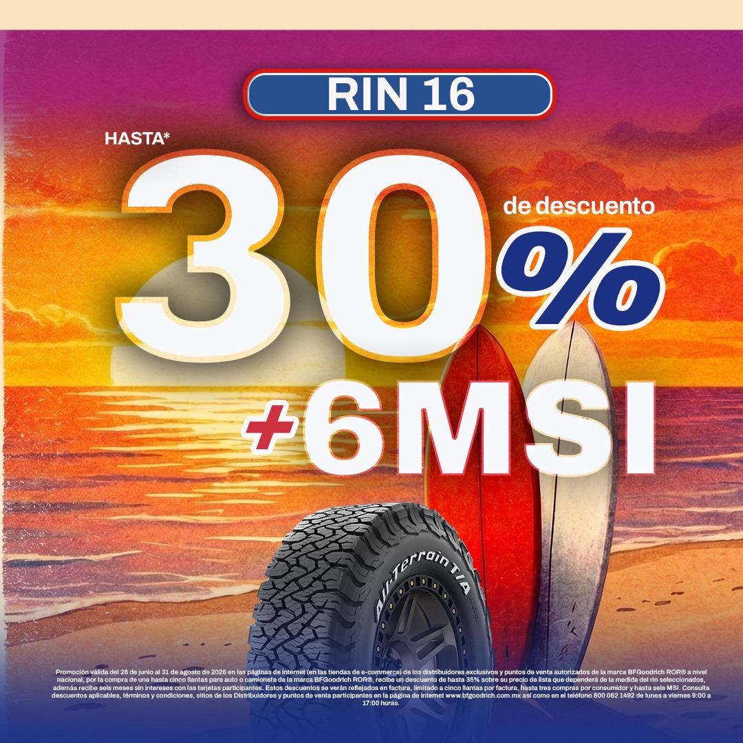 Promoción BFGoodrich todoterreno: hasta 30% de descuento en llantas rin 16 y 6 meses sin intereses