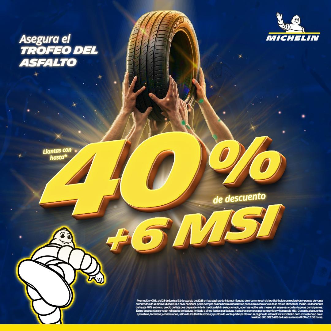 Promoción MICHELIN Trofeo del Asfalto: hasta 40% de descuento y 6 meses sin intereses