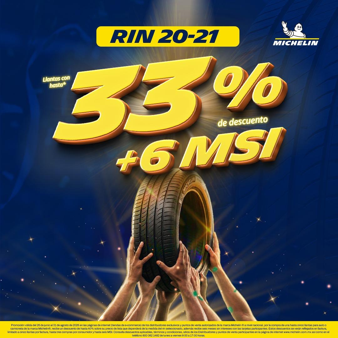 Promoción MICHELIN: hasta 33% de descuento en llantas rin 20 y 21 y 6 meses sin intereses